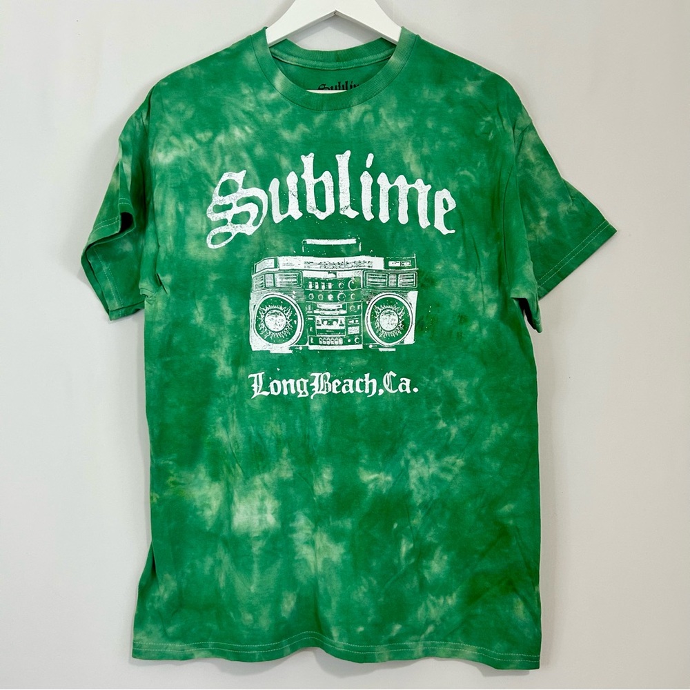 Sublime Cotton Short Sleeve Tie Dye Graphic Tee Green Size Large NWOT